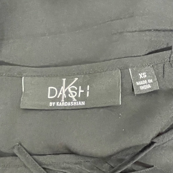 Dash by Kardashian Vertical Fringe Blouse Top Black Size XS - Picture 4 of 4